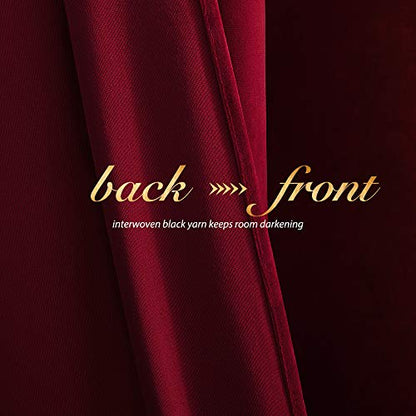 NICETOWN Burgundy Red Velvet Curtains 63 inch Long, 52" W x 63" L, 2 Panels - color: Burgundy Red, size: 52"W x 63"L (Pack of 2)