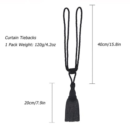 BEL AVENIR 2 Pack Curtain Tiebacks Tassel Drapery Tie-Backs Rope Holdbacks - color: Navy, size: 2 Pack