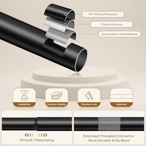 Heavy Duty Curtain Rods for Windows, 36-56 Inch, Matte Black - color: Black, size: 36''-56'' (1 Pack)