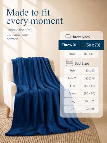 Utopia Bedding Fleece Blanket Throw XL Size Navy 300GSM Luxury Anti-Static Fuzzy Soft Microfiber Blanket for Couch, Sofa and Bed (70x50 Inch) - color: Navy, size: Throw XL (50x70 Inch)