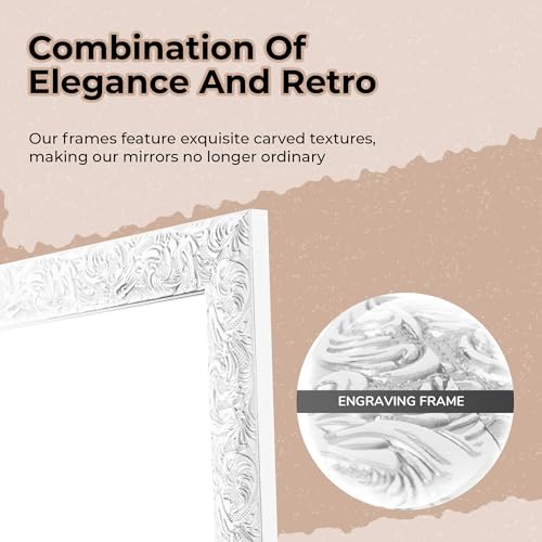 LFT HUIMEI2Y Door Mirror Full Length, Wall-Mounted Mirror White 50" x14" - color: White