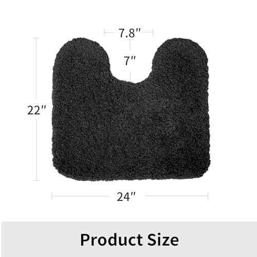 Disolla Toilet Rug 22x24 Black, Soft Toilet Mat U-Shaped Washable - color: Black, size: 1'10" x 2' (22''x24'' Toilet Rug)