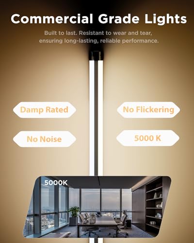 Sunco 6 Pack LED Shop Lights 4FT, Plug in Linkable, Black, 40W=150W - color: Black 5k