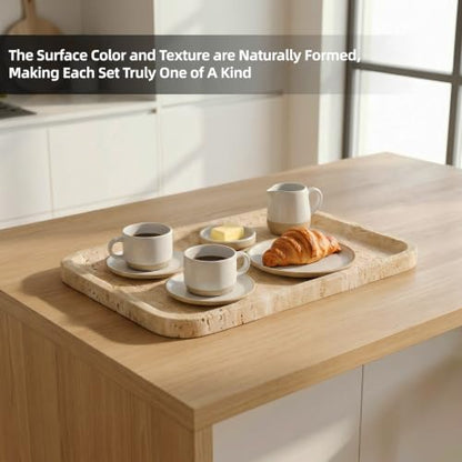 Marble Bathroom Vanity Tray, Rectangular Marble Decorative Tray - color: Light Khaki