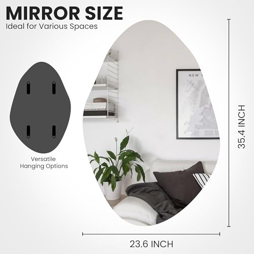 TRAHOME 36'' x 24'' Irregular Asymmetrical Wall Mirror - size: 36"L x 24"W