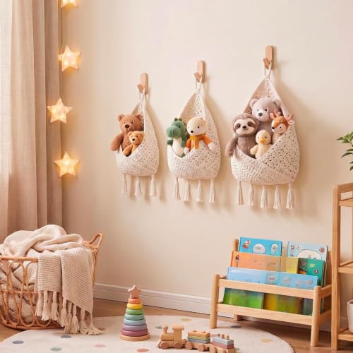 Honeydak 3 Hanging Baskets, Cream, Tassel Envelope Baske - color: Cream, style: Tassel Envelope Baske