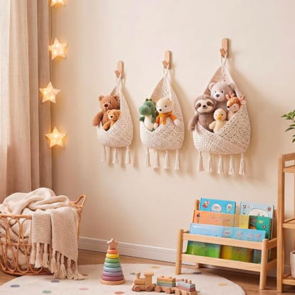 Honeydak 3 Hanging Baskets, Cream, Tassel Envelope Baske - color: Cream, style: Tassel Envelope Baske