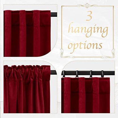 NICETOWN Burgundy Red Velvet Curtains 63 inch Long, 52" W x 63" L, 2 Panels - color: Burgundy Red, size: 52"W x 63"L (Pack of 2)