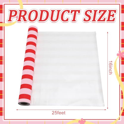 AmazingSpark Striped Table Runner Roll,Pink and Red,25' Long X 16" Wide - color: Pink and Red, size: 25' Long X 16" Wide