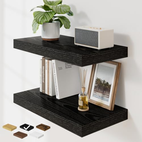 RICHFOCUS 24" Bathroom Floating Shelves for Wall 2Pack|Black - color: Black, size: 24"L x 11.6"D, Set of 2