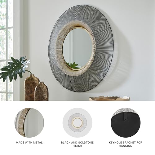 Signature Design by Ashley Dallmen Contemporary Accent Mirror with Thick Frame, Black & Gold