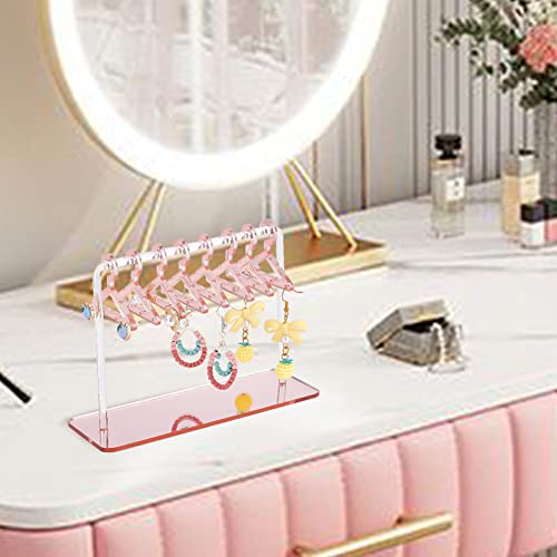 PH PandaHall 2 Sets Acrylic Earring Holder, Coat Hanger Jewelry Display Dangle Earring Hanging Organizer Acrylic Ear Studs Display Rack for Retail Show Personal Exhibition, 2.3x4.6x5.9inch - color: Pink