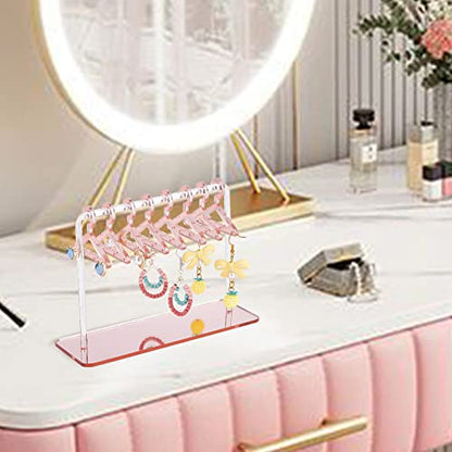 PH PandaHall 2 Sets Acrylic Earring Holder, Coat Hanger Jewelry Display Dangle Earring Hanging Organizer Acrylic Ear Studs Display Rack for Retail Show Personal Exhibition, 2.3x4.6x5.9inch - color: Pink