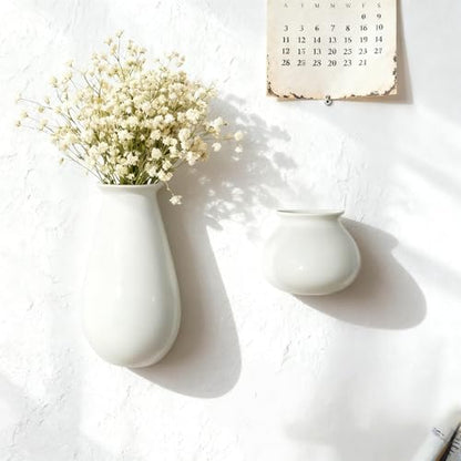 White Ceramic Wall Planters, Set of 2, 10.6 Inch, Flared Design - color: 2pcs-small & Large