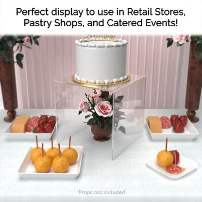 Marketing Holders 2 Pack Clear Acrylic Riser Display Table 10" Merchandise Showcase One Piece Bench Retail Stores and Boutiques Throne Counter Tabletop Platform - size: 10"W x 10"D x 10"H Riser