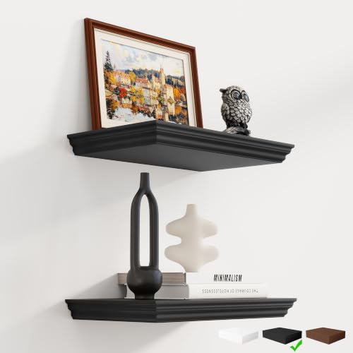 Fun Memories Floating Shelves, Black, 16 Inch Long, 9.3 Inch Deep, 2 Pack - color: Black, size: 16", Set of 2