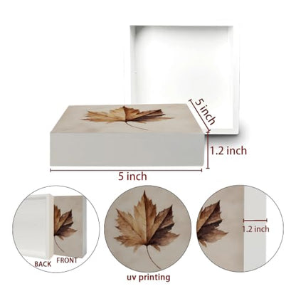 Rustic Fall Maple Leaf Wooden Box Sign Desk Decor - color: Rustic Fall