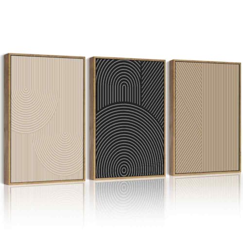 Drsoum Minimalist Boho Wall Art Framed Modern Abstract Neutral Line Wall Decor Mid Century Geometric Artwork Bedroom Living Room 12x16in Natural Framed - color: Wildflower Bouquet, size: 16L" x 12W", Natural Framed