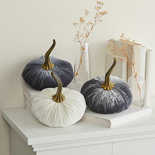 Your Heart's Content Ivory 6.25 inch Velvet Pumpkin (Ivory) - color: Ivory