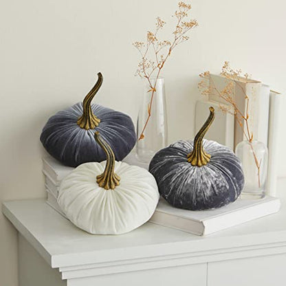 Your Heart's Content Ivory 6.25 inch Velvet Pumpkin (Ivory) - color: Ivory