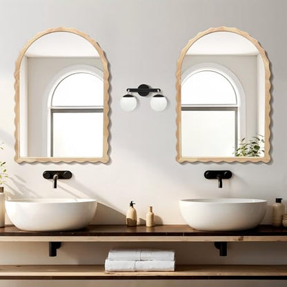 LuxenHome Arched Wall Mirror, 34" x 23.5" Large Wooden Decorative Mirrors