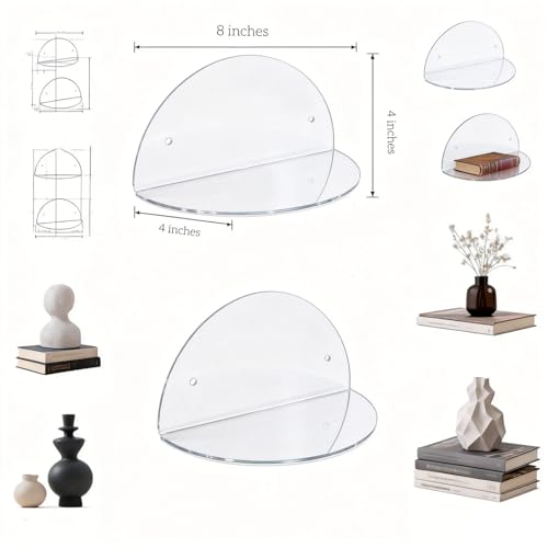 ROYALITA 2-Pack Small Acrylic Shelves Room Decor Floating Shelves, Clear - color: Clear