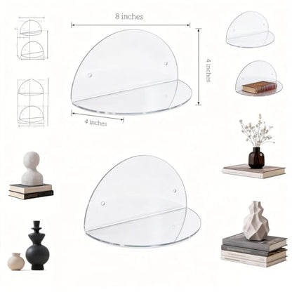 ROYALITA 2-Pack Small Acrylic Shelves Room Decor Floating Shelves, Clear - color: Clear
