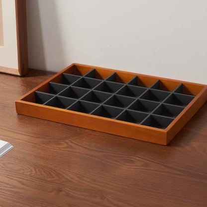 Oirlv Solid Wood Jewelry Tray,Jewelry Drawer Organizer,24 Grid(Grey) - color: Grey 24 grid tray