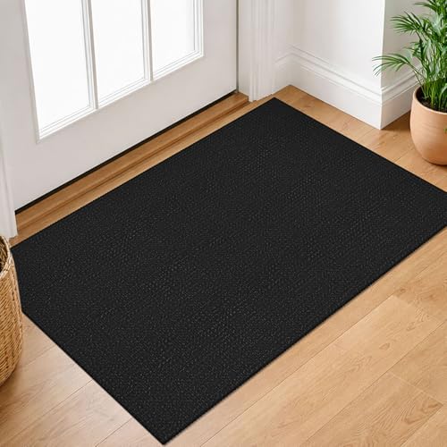 IOHOUZE Small Area Rug 2x3 Washable Woven Rugs for Entryway Non Slip Rubber Backed Front Door Rugs Indoor Doormat Throw Rug Floor Carpet for Entrance Kitchen, Black/Grey - color: Black/Grey, size: 2' x 3' (Rectangular)