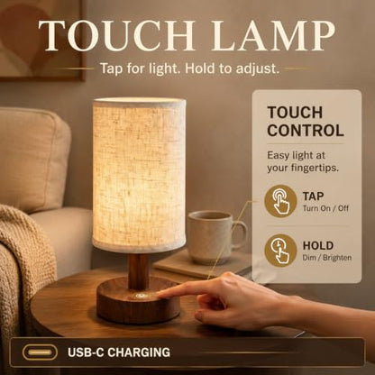 Mini Cordless Bedside Lamp, Touch Rechargeable LED Night Light