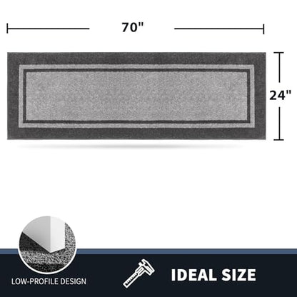 PURRUGS Hallway Runner Rug, 24" x 70", Light Grey & Dark Grey - color: Light Grey & Dark Grey, size: 24" X 70"