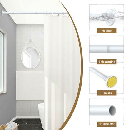 GXOACKJ White Shower Curtain Rods - 31-68 Inch Spring Tension Shower Rods for Bathroom, Adjustable, No Drilling, No Rust, Stainless Steel - color: White, size: 31-68 inches