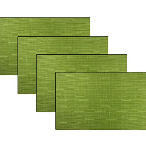 PIGCHCY Plastic Placemats,Durable Heat Resistant Placemats for Dining Table,Washable Woven Vinyl Kitchen Placemats Set of 4 (18 x 12 inches,Sage Green) - color: C: Green Sage, size: 4 Placemats