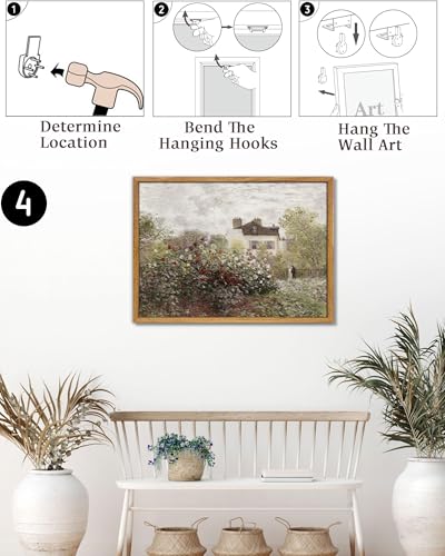 UPWOIGH Claude Monet Argenteuil Garden Framed Wall Art, 16 x 24 Inch - color: Brown Monet, size: 24"L x 16"W