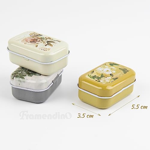 Framendino, 5 Pack Mini Trinket Coin Box Small Retro Flowers Containers with Lid for Jewelry Storage Case Tinplate (Random Color) - color: Retro Pattern