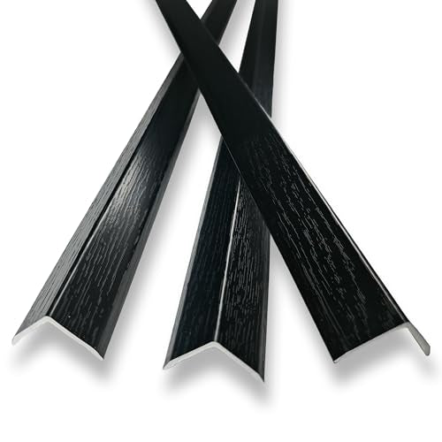 3 Pcs 49" Wall Corner Protector Trim, Black Wood Grain Edge Strip for Door and Window Frames Mirror Trim Backsplash Tile Edge (Black) - color: 3pcs * Black
