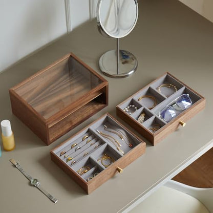 Black Walnut Jewelry Organizer, 2 Layer - size: 2 Layer