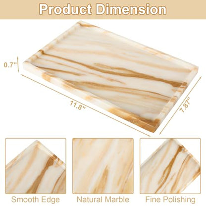 100% Marble Vanity Tray for Bathroom Counter, Kitchen, Coffee 11.8" - color: Calacatta Glod