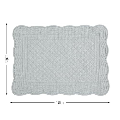 HOMBYS Quilted Placemats Set of 6 Washable-13x18 inches Rectangular Placemats for Kitchen Table-100% Cotton Fabric Rectangular Table Mats, (Light Grey) - color: Light Grey