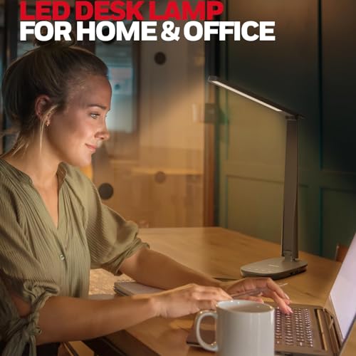 Honeywell HWT-H2 LED Desk Lamp, Eye-Caring Full Spectrum, USB Charging - color: Black