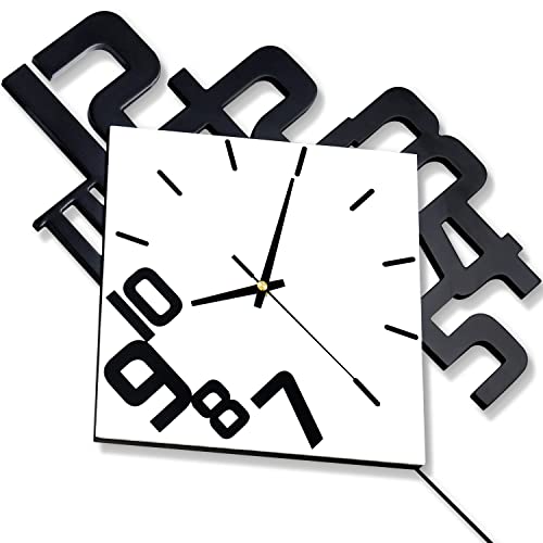 Large Wall Clock for Living Room Decor Pendulum Modern Kitchen Silent Big Wall Watch for Bedroom Black and White Decorative Office Non Ticking Battery Operated Wall Clock 25 Inch - size: 25inch