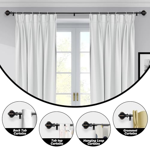 Ceramic Curtain Rods for Windows 18 to 55 Inch 1 Inch Adjustable - color: Black Black, size: 18"-55"
