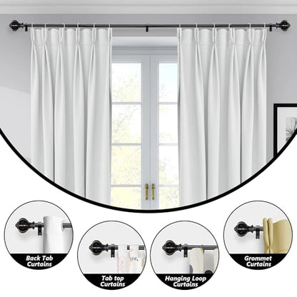 Ceramic Curtain Rods for Windows 66 to 120 Inch 1 Inch Adjustable - color: Black Black, size: 66"-120"