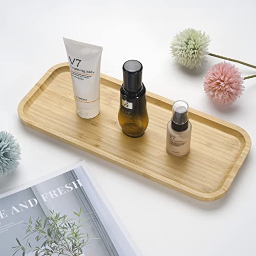 Bamboo Vanity Tray, Bathroom Counter Tray, Toilet Tank Top Tray for Organizing and Decor Display, 14.2 x 6 x 0.8 inch - size: 14.2" x 5.9" x 0.8"