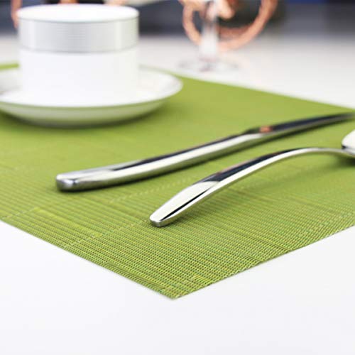 PIGCHCY Plastic Placemats,Durable Heat Resistant Placemats for Dining Table,Washable Woven Vinyl Kitchen Placemats Set of 4 (18 x 12 inches,Sage Green) - color: C: Green Sage, size: 4 Placemats