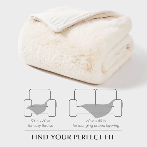 EverGrace Faux Chinchilla Fur Throw Blanket, 50"x60", Arctic White - color: Arctic White, size: 50"x60"