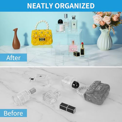 3-Pack Clear Acrylic Display Risers, Nesting Cube Boxes with Hollow Bottom - color: Clear