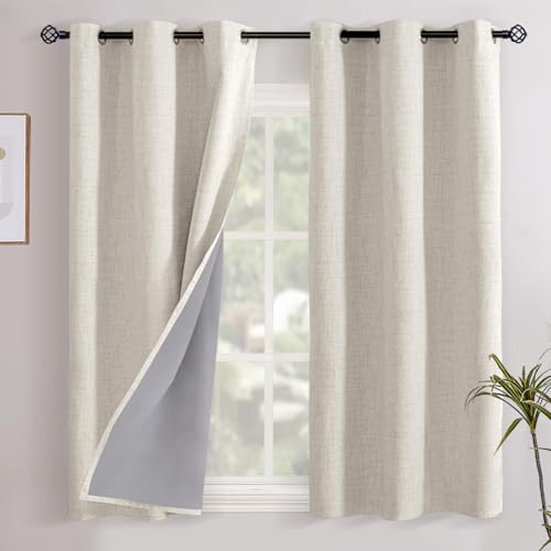 YoungsTex Linen Blackout Curtains 45 Inch Long for Bedroom 2 Panels - color: Linen, size: 42"W x 45"L (Pack of 2)