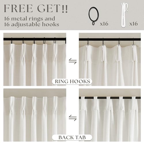 TWODRAPES Natural Pinch Pleated Linen Curtains 92 Inches Long 2 Panels Set - color: Natural, size: 40"W x 92"L (Pack of 2)