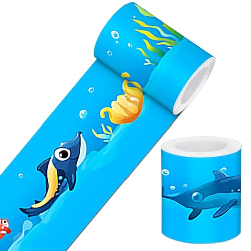 IVN Wallpaper Border Peel and Stick Wall Cartoon Sea Animals 4x196 Inch - color: Cartoon Sea Animals